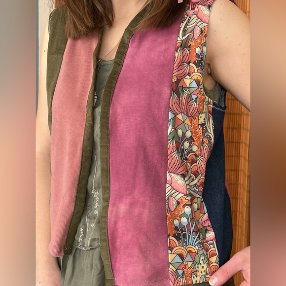 Earthy mushroom Patchwork Vest - Picture 15 of 15